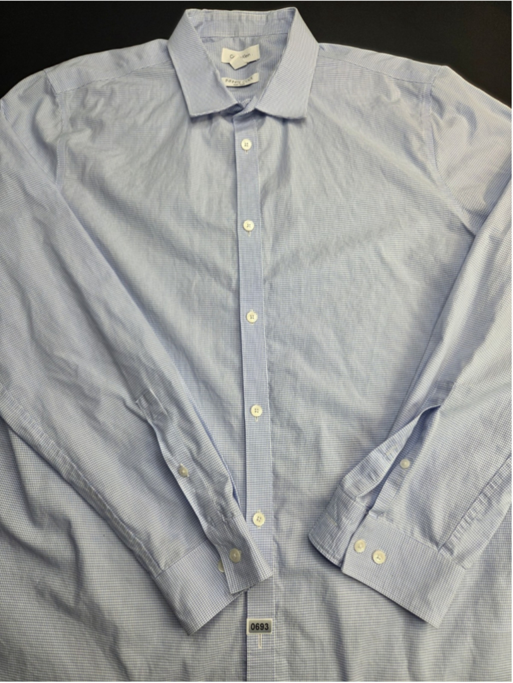 Calvin Klein Infinite Cool Non Iron Dress Shirt Men’s Large Blue Check #693
